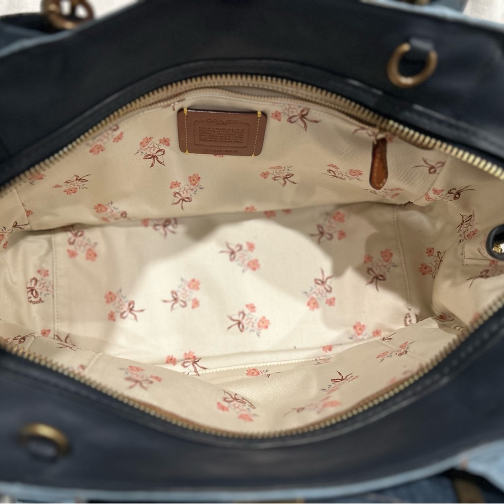 Coach Two-Tone Denim Shoulder Bag with Gold Hardware - Picture 6 of 8